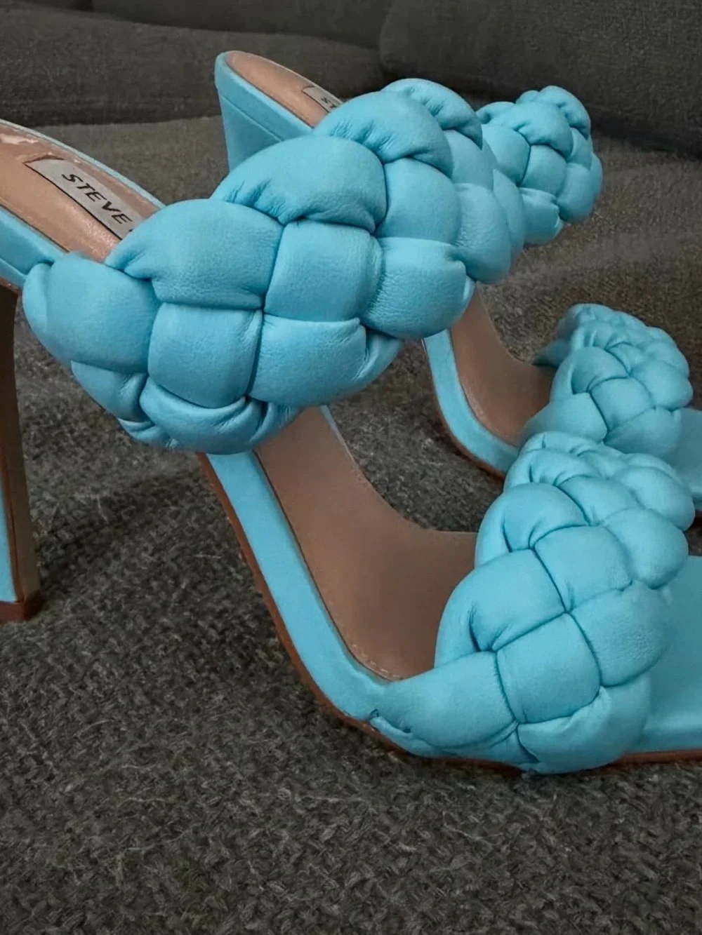 Steve Madden Braided Double-Strap High Heel Sandals in Turquoise